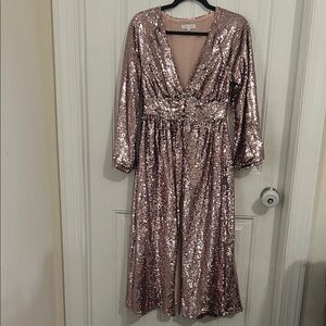 Elegant Sequin Duster in Rose Gold